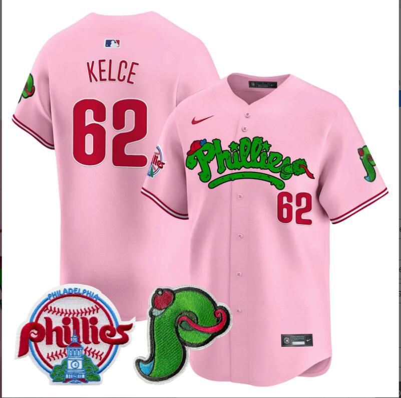 Men Philadelphia Phillies #62 Kelce pink Limited 2024 MLB Nike jersey->indianapolis colts->NFL Jersey